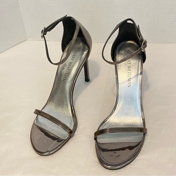 Stuart Weitzman Shoes - Stuart Weitzman Nudistsong Ankle Strap 4" Stilletos in Pewter Bronze US 9 M